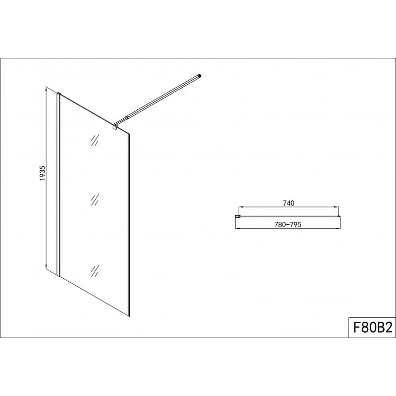 fiksno staklo 80cm crno mat 78-79,5x195cm - slika 4