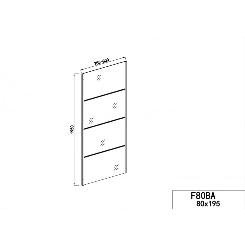 vrata za tuš kabinu 80cm crno mat 78,5-80x195cm - slika 2