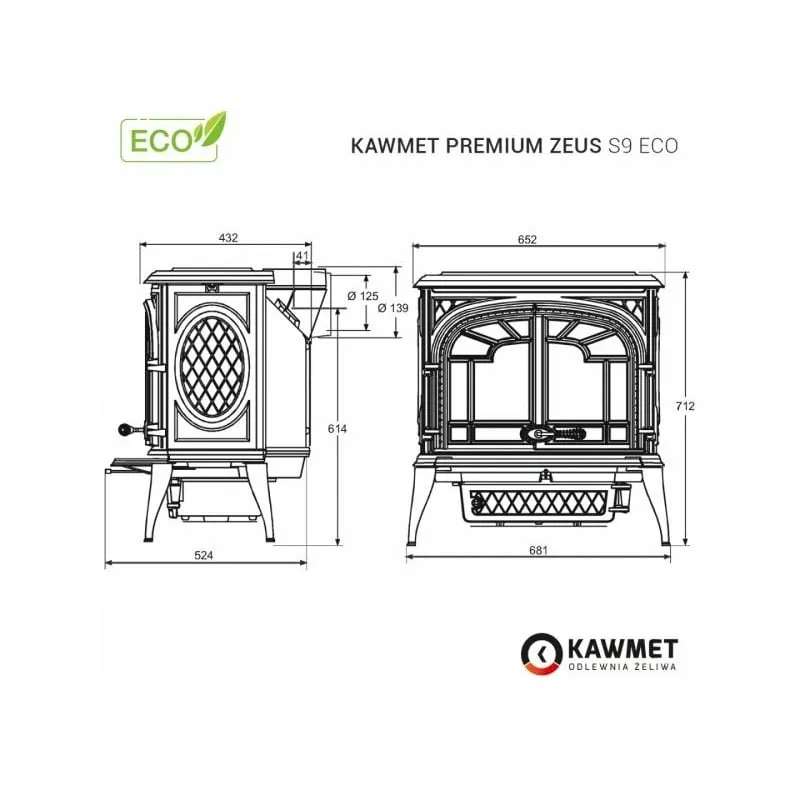peć na drva kawmet premium zeus s9 eco - slika 9