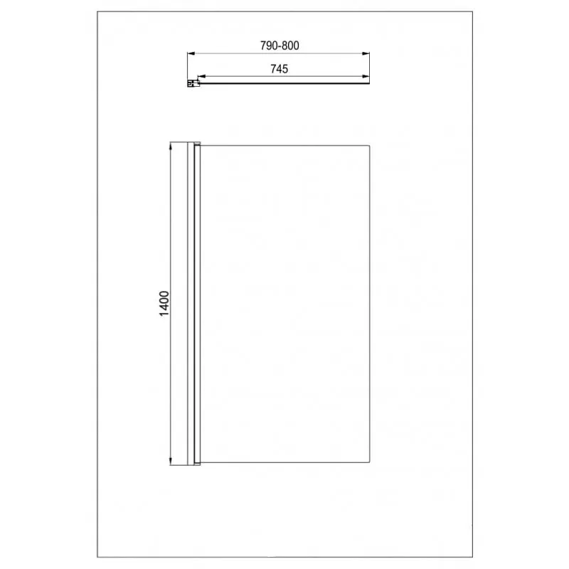 paravan za kadu - 80x140cm, crni sklopivi - prozirno staklo 5mm - slika 2
