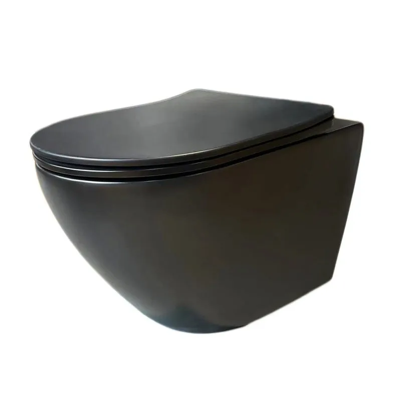 mondo black viseća školjka s daskom - rimless 490x370x370 mm - slika 2