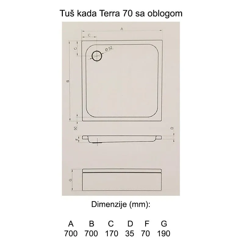 tuš kada terra 70 - slika 2