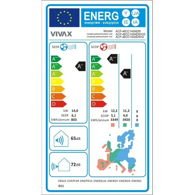 vivax kazetni split sustav klima uređaj acp-48cc140aeri r32 - slika 3