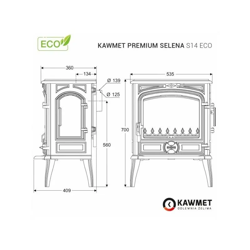 peć na drva kawmet premium selena s14 eco - slika 9