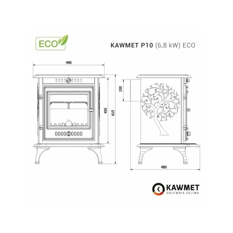 peć na drva kawmet p10 (6,8 kw) - slika 4