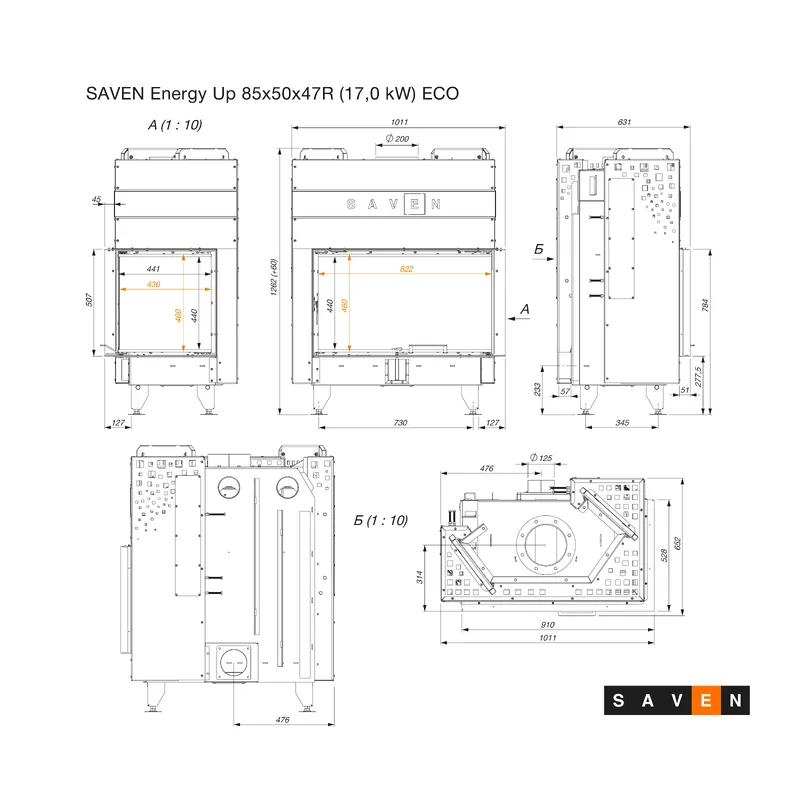 kamin ugradbeni g/saven energy up 85x50x47r (17,0 kw) - bijeli šamot - slika 10