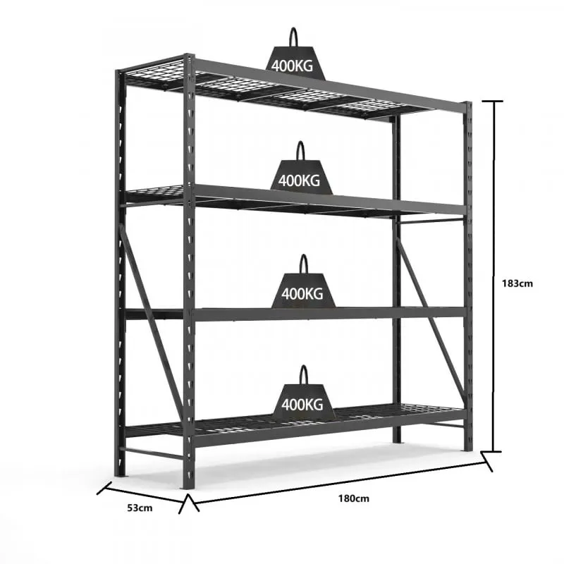 polica industrijska teška crna 180x53x183 cm - slika 3