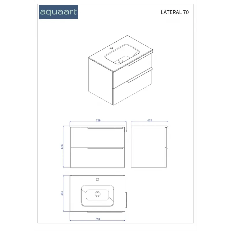 lateral 70 donji kupaonski ormarić u hrast natural dekoru - slika 5