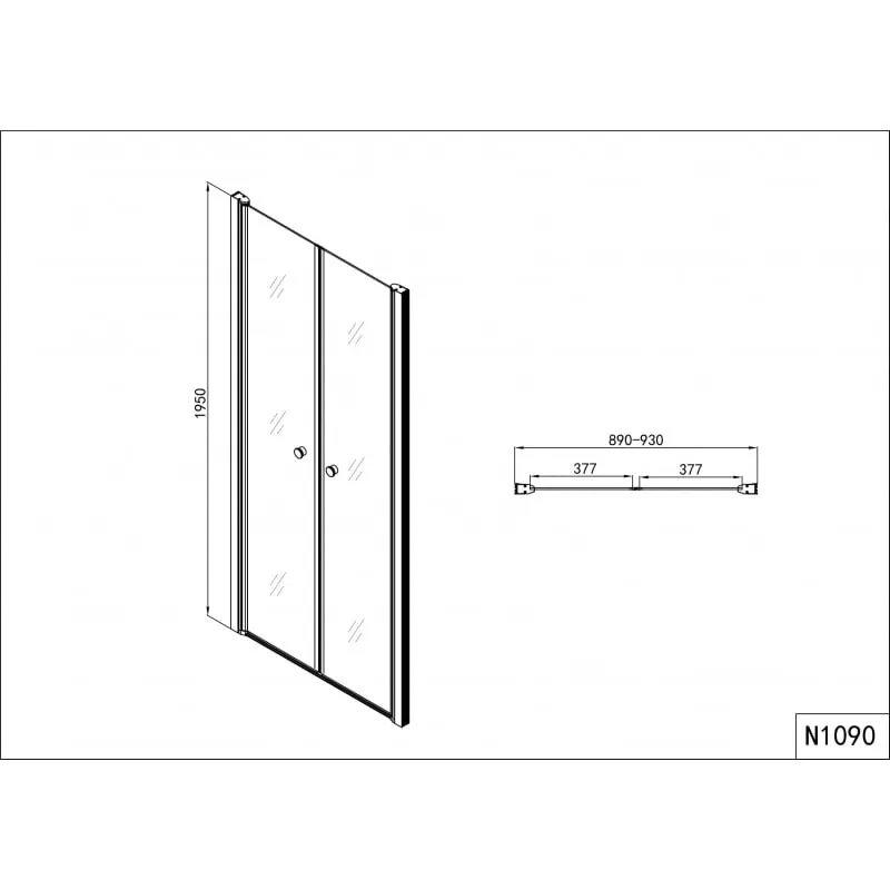 tuš kabina s 2 vrata kromirana 89-91/195 cm - slika 2