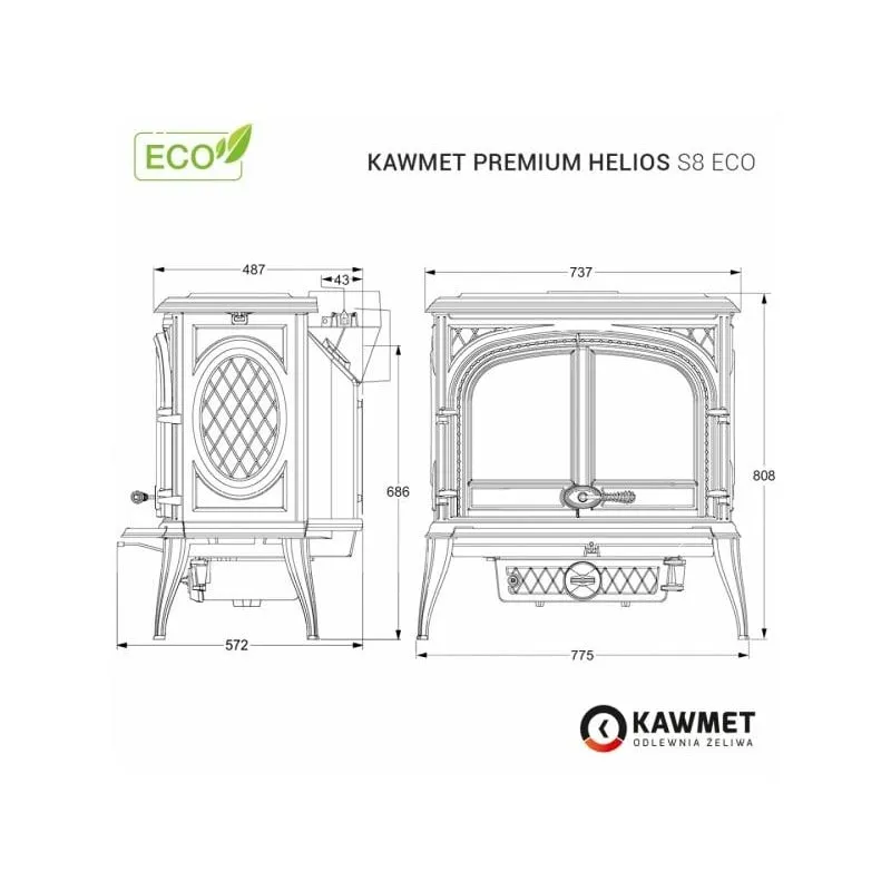 peć na drva kawmet premium helios s8 eco - slika 8