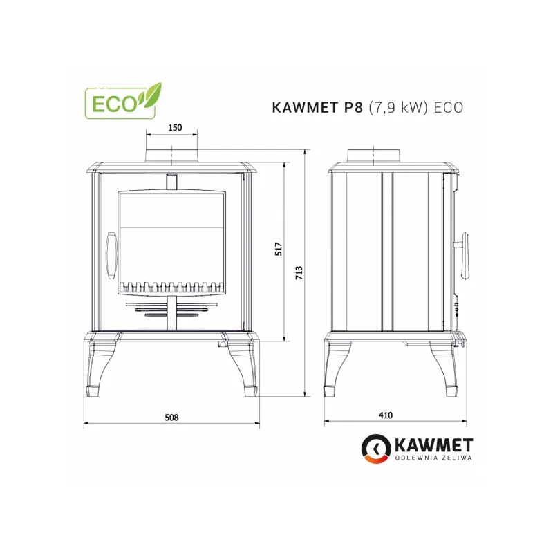 peć na drva kawmet p8 (7,9 kw) - slika 4