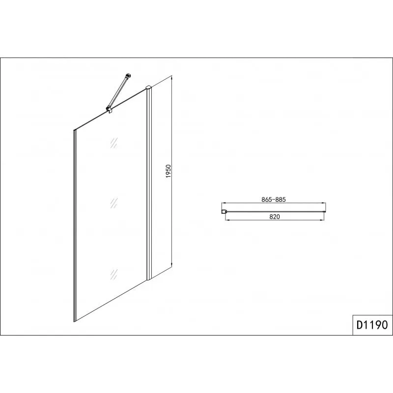 tuš staklena stijena krom 86,5-88,5x195cm (mf90) - slika 3