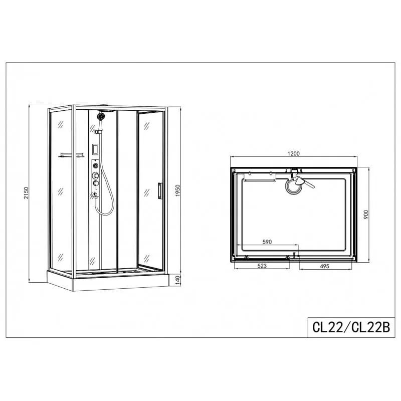 kompletna tuš kabina boston crna - s brzom montažom 90 x 120 x 215 cm - slika 10