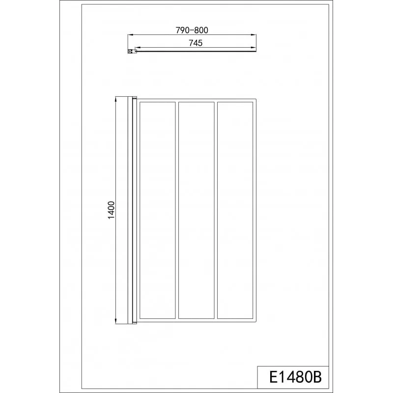 pregradni zid za kade, mat crni, 80x140cm, staklo debljine 4 mm - slika 3