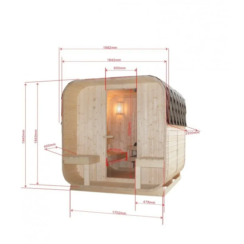 sauna vanjska göteborg za 4 osebe 188,2x220x194 cm - slika 12
