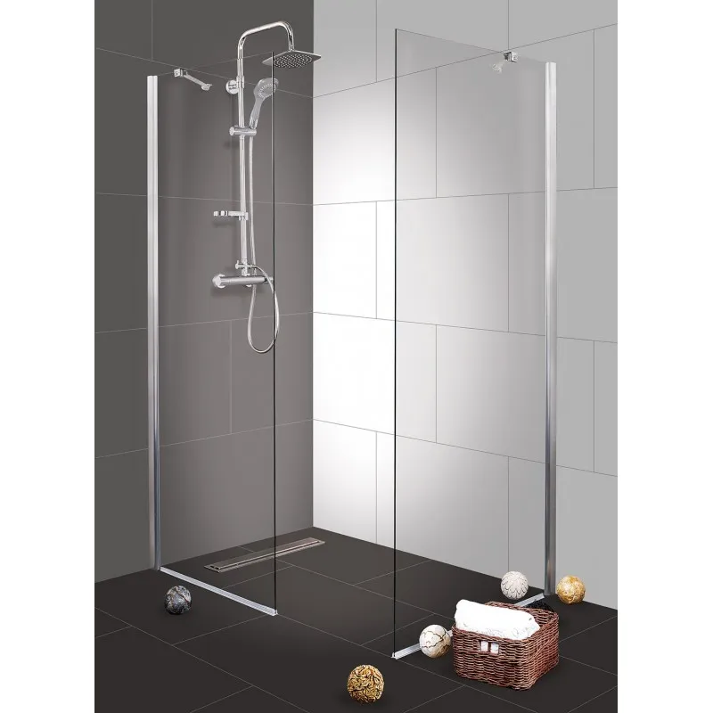 Stakleni fiksni dio za tuš stijenu krom 95-97x195cm (D11100) - Mihovljan, Čakovec