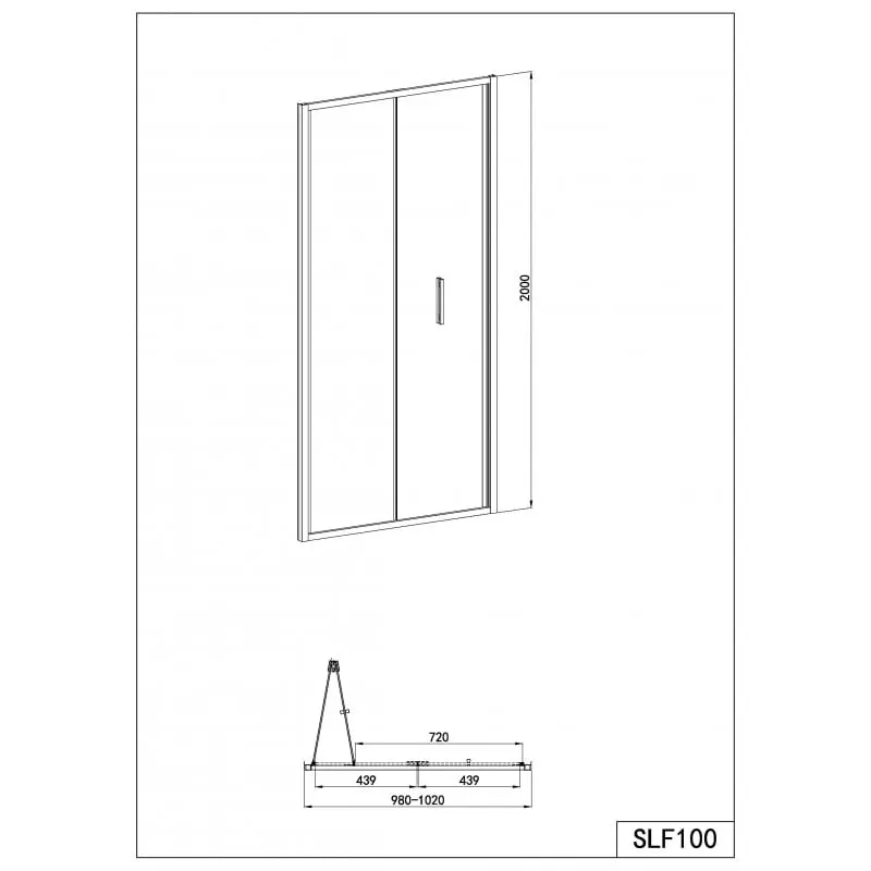preklopna vrata krom 98-102x200cm 6mm easy-clean - slika 7