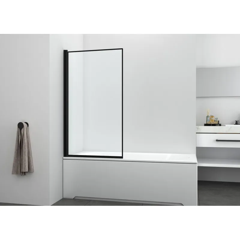 Paravan za kadu - mat crna 80x140 cm 5 mm prozirno staklo - sklopivi - Mihovljan, Čakovec