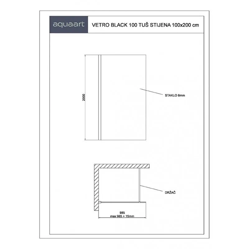 vetro black 100 tuš staklo - slika 2