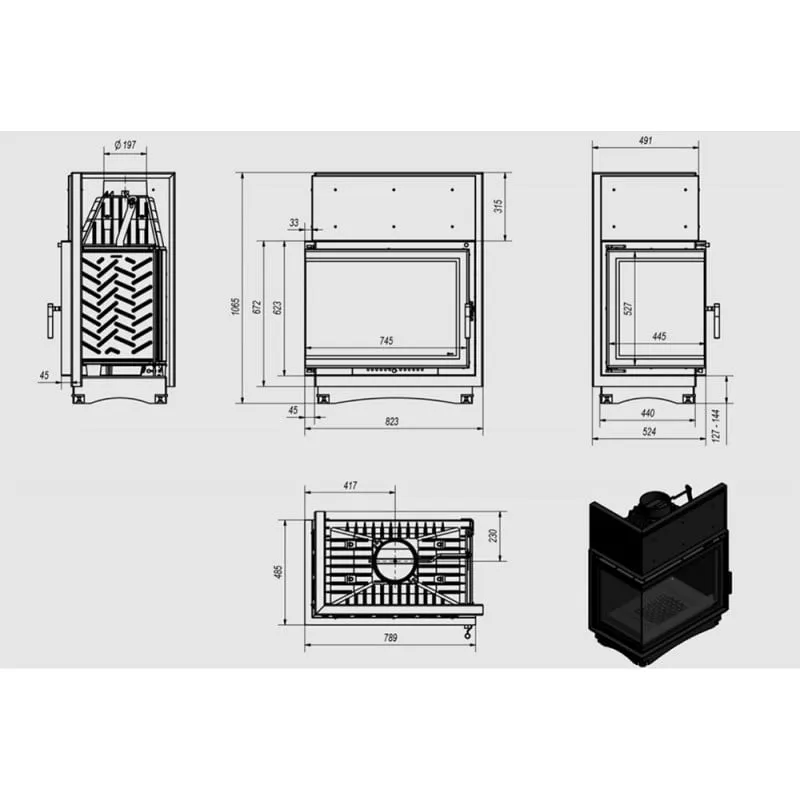 amelia l/bs/deco ugradbeni kamin na drva - slika 6
