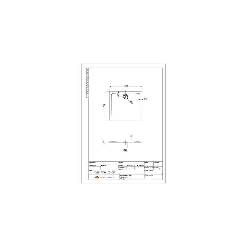 tuš kada flat new 75100 750x1000x35mm - slika 3