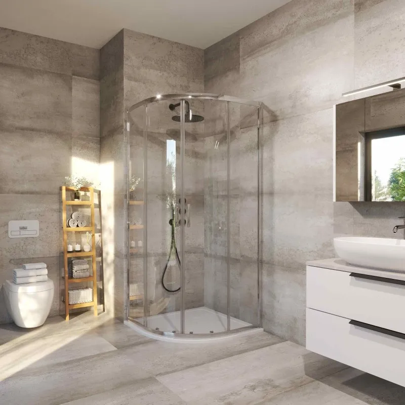tk rapido 80pk chrome polukružna tuš kabina 80x80x195cm - slika 1