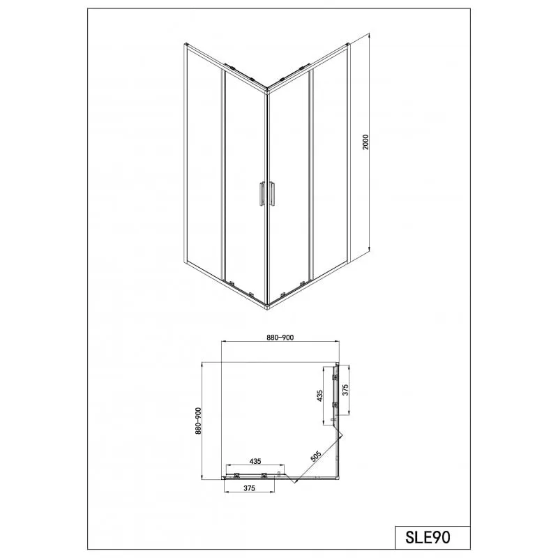 pravokutna tuš kabina 90 x 200 cm, crna - 6mm esg easy-clean - slika 5