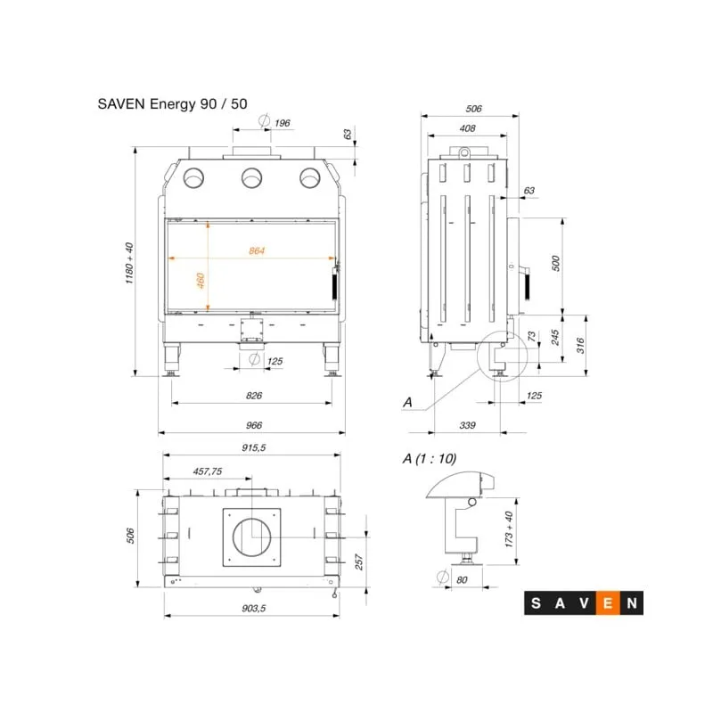 kamin ugradbeni saven energy 90x50 (19,0 kw) eco - slika 11