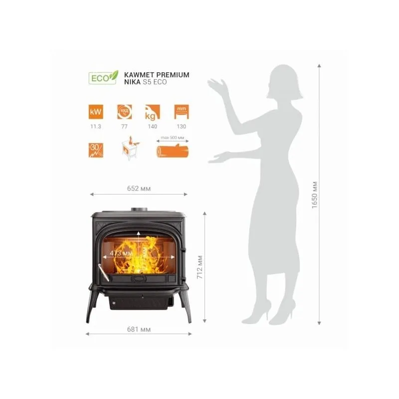 kamin samostojeći kawmet premium nika s5 eco - slika 10