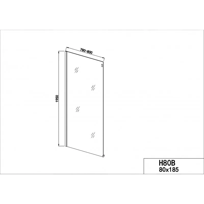 fiksno staklo 80cm crno mat 78-80x195cm - slika 2