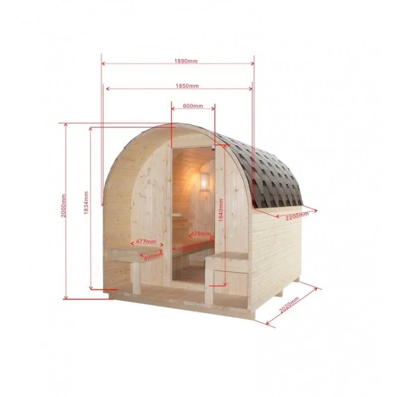 sauna vanjska island xl za 4 osebe 189x220x200 cm - slika 14