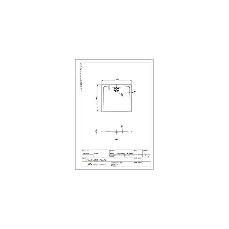 tuš kada flat new 90130 900x1300x35mm - slika 3