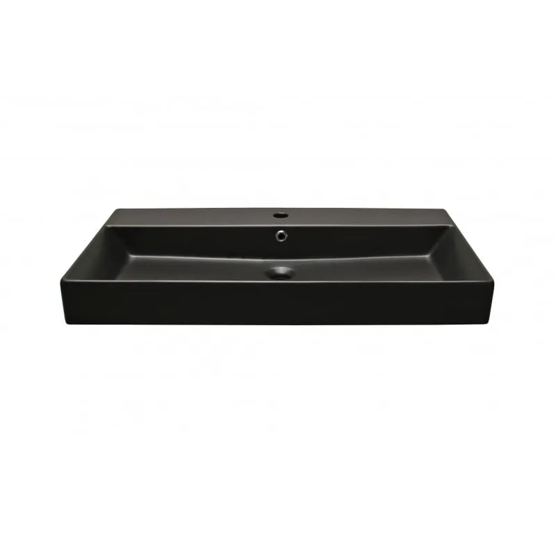 olivia nadgradni keramički umivaonik crni mat 850x455x100 mm - slika 1
