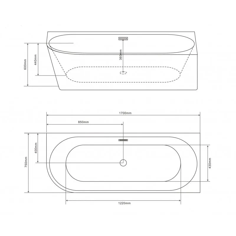 kada akrilna porto s desne strane 170x75x56 cm - slika 4