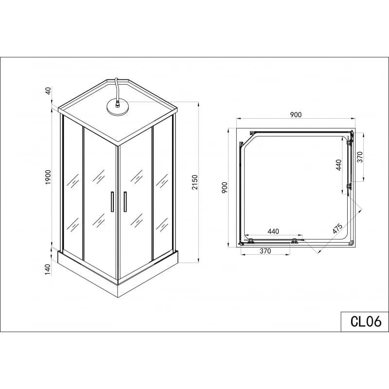 tuš kabina twist 2 90x90x215cm quick-line - slika 7