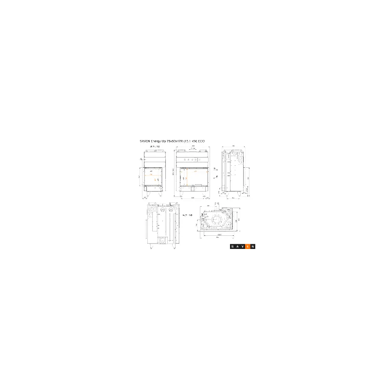 kamin ugradbeni g/saven energy up 75x50x47r (15,1 kw) - bijeli šamot - slika 9