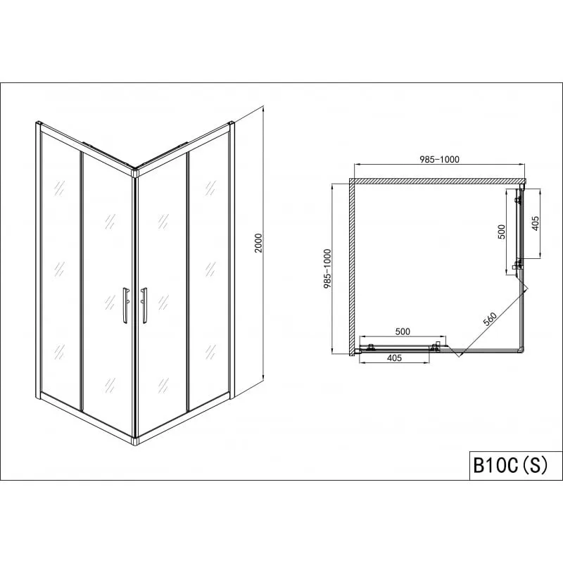 klizna kutna vrata za tuš pro-line krom 98,5-100x200 - slika 6
