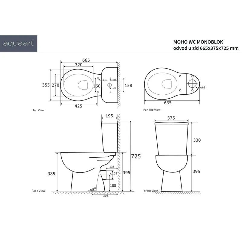 moho monoblok wc školjka - zidni odvod - slika 4