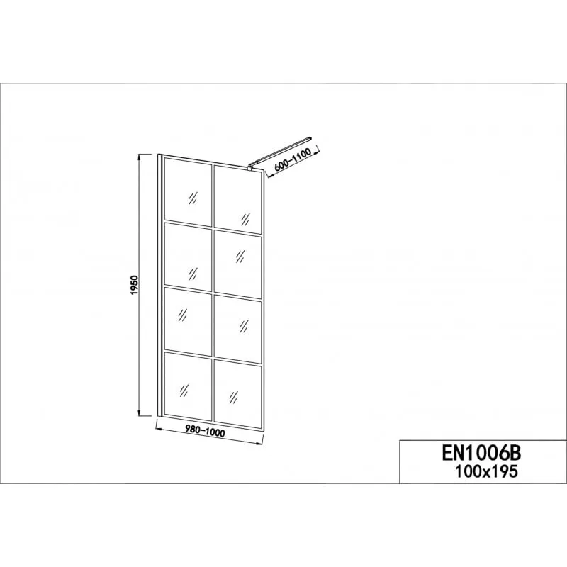 staklena tuš stijena crni 98-100x195cm - slika 2