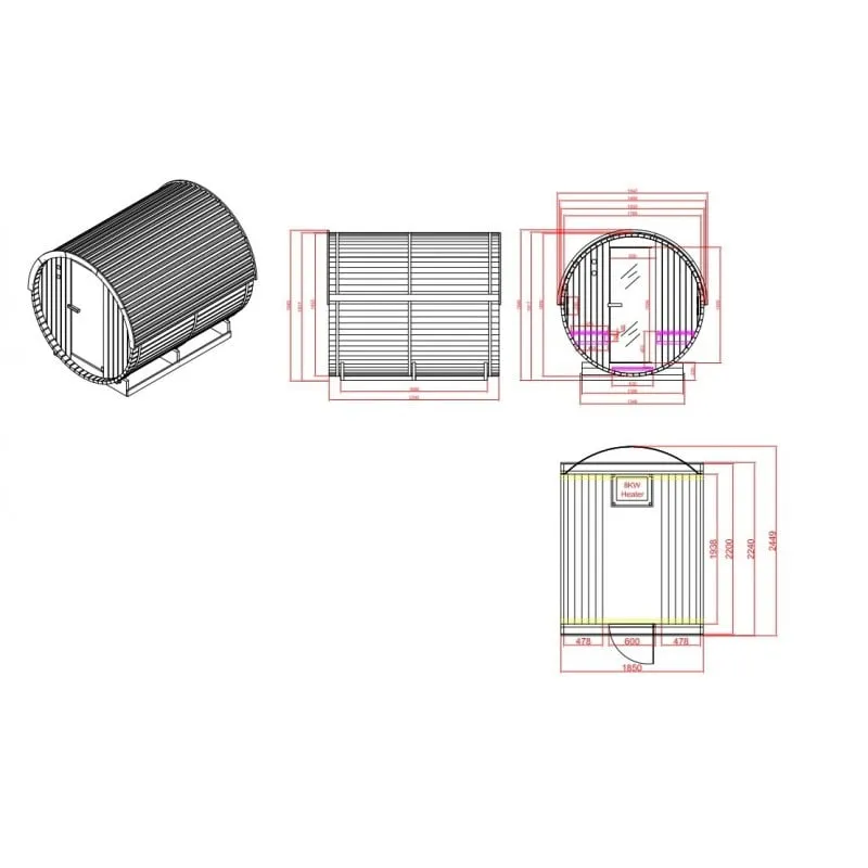 sauna vanjska nyborg l v sodu za 6 osobe 194,2x244,9x194,9 cm - slika 12