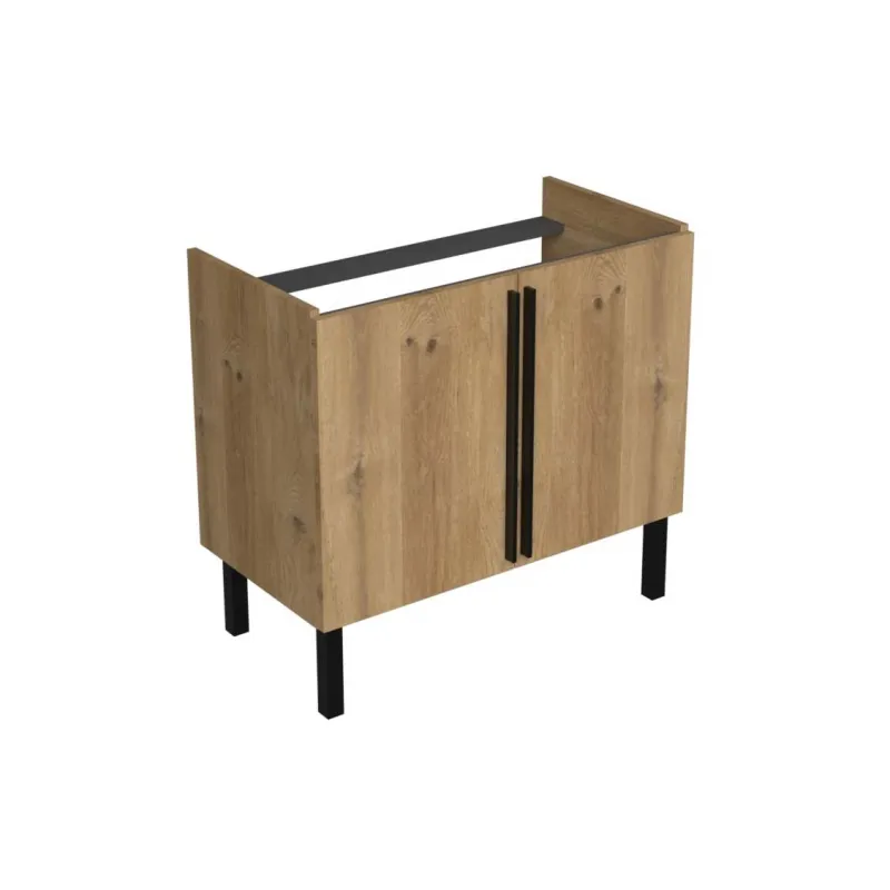 sharp doors 85 donji kupaonski ormarić hrast natural crna ručkica - slika 1