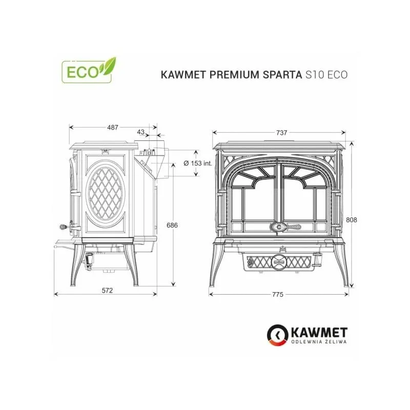 peć na drva kawmet premium sparta s10 eco - slika 11