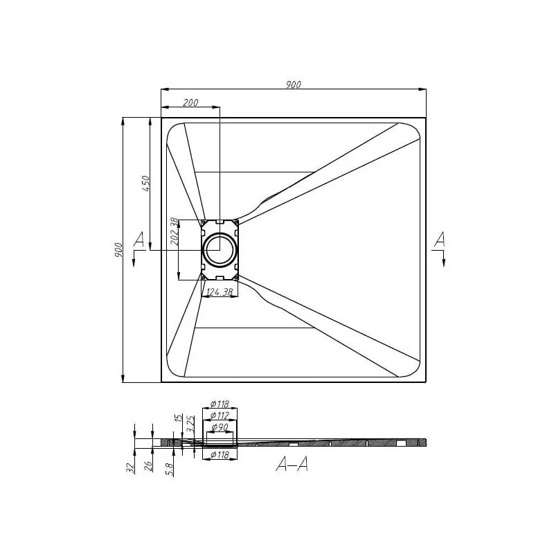 smc tuš kada 90x90 cm bijela - slika 3