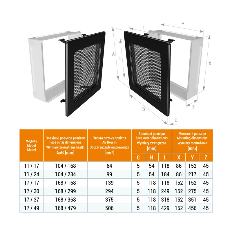 ventilacijska rešetka classic saven 17x49 - crna - slika 5
