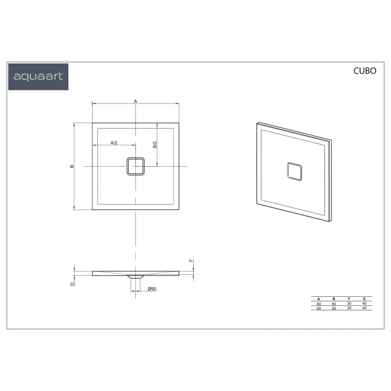 cubo 80 tuš kada 800x800x40 mm - slika 3