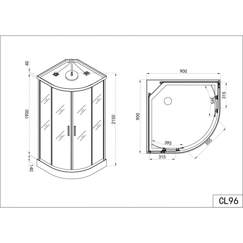 tuš kabina scala 90x90x215cm quick-line - slika 12