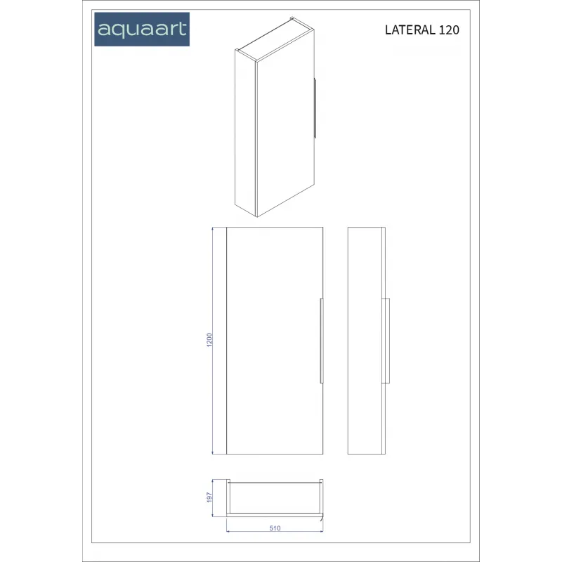 lateral 120 bočni kupaonski ormarić u dekoru bijeli sjaj - slika 4