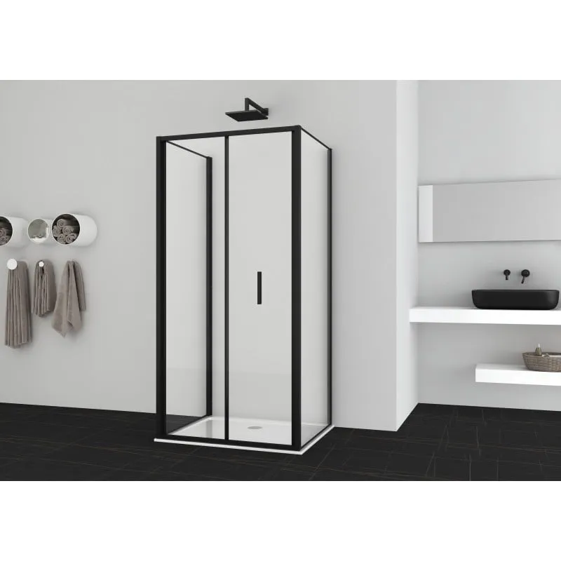 preklopna vrata crna 98-102x200cm 6mm easy-clean - slika 3