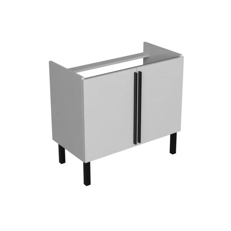 sharp doors 85 kupaonski ormarić bijeli sjaj crna ručkica - slika 1