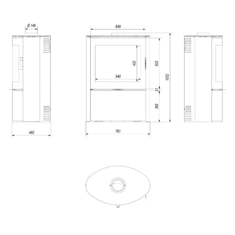 samostojeći kamin koza ab/s/2/kafel/crna - slika 4